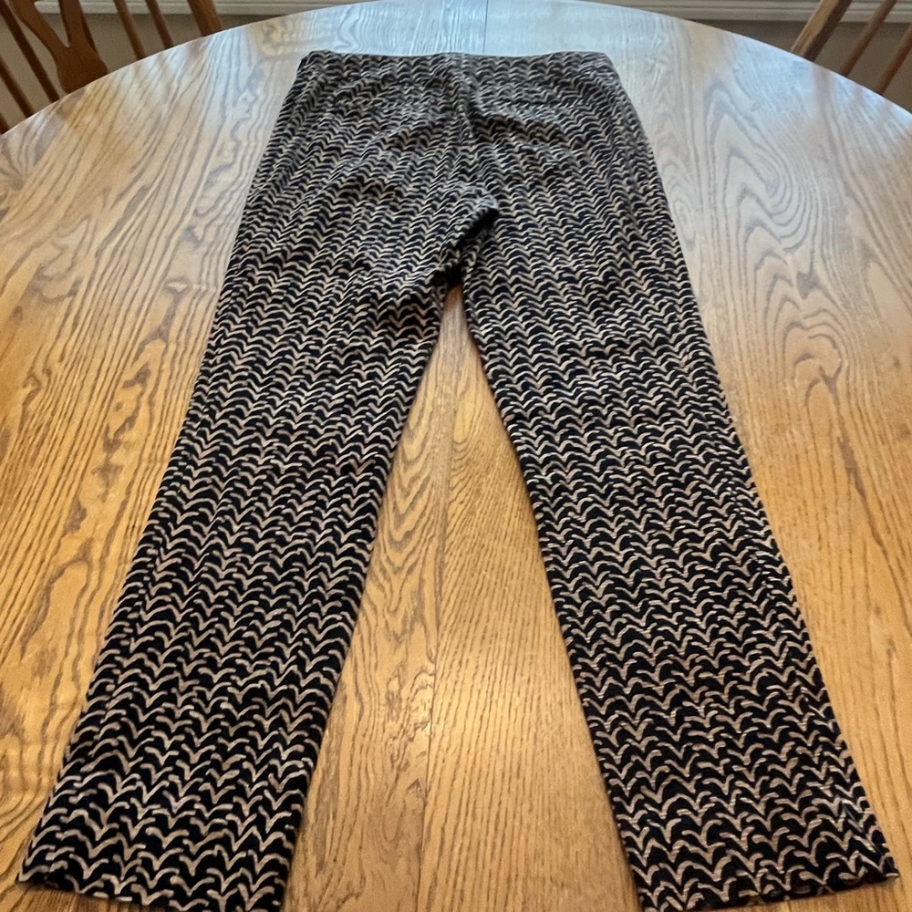 ANTHROPOLOGIE Cartonnier Charlie Printed Ankle Pants 6 Black Tan - Picture 3 of 11